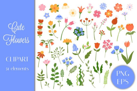 Download Cute Flowers PNG EPS Clipart Bundle - Cute flowers png Collection