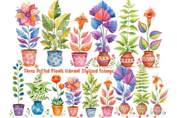 Download Whimsical Stylized Floral Foliage Design - Foliage design Collection