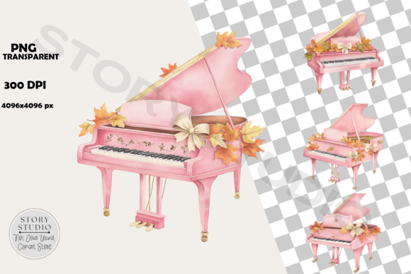 Download Elegant Pink Piano Fall Foliage Design - Foliage design Collection