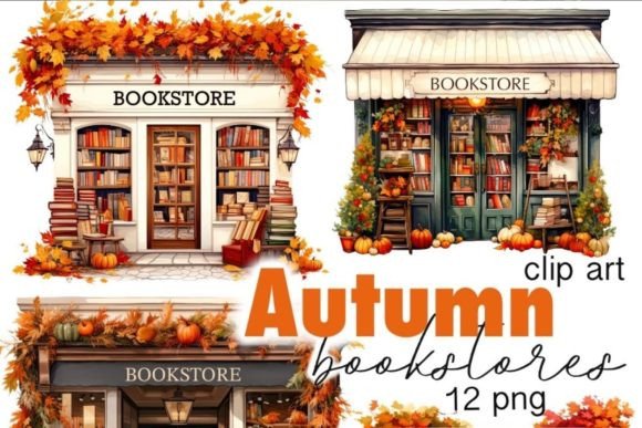 Download Autumn Bookstore Digital Fall Designs - Digital fall Collection