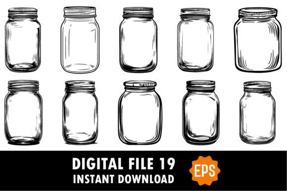 Download Empty Jar Silhouette Cut File Bundle - Silhouette cut file Collection