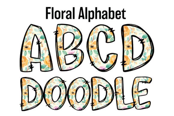 Download Floral Alphabet Doodle Cute Flowers PNG - Premium Bundle