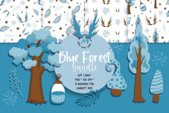 Download Blue Forest Patterns, Clipart Png,eps,jp - Forest patterns Collection