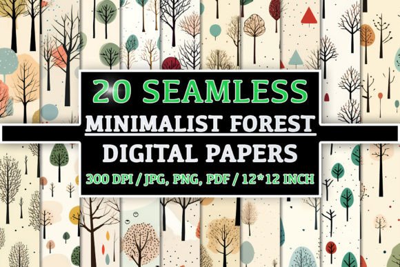 Download 20 Seamless Minimalist Forest Patterns - Forest patterns Collection